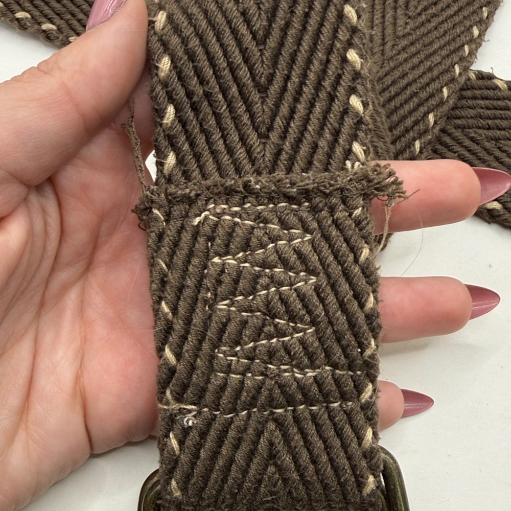 Brown Woven Canvas D Ring Belt Casual Boho Utility Waist Belt - Picture 4 of 9